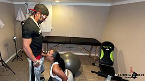 Labelladx Og Jim Bones Interrupts Labella's Workout for Ebony Anal Ride