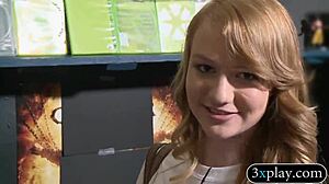 curly blonde babe flashes then fucks for cash 😏