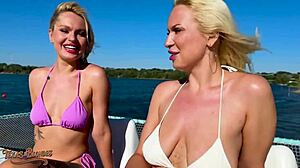 blonde bombshells greta foss and texass gag on thick dick in ffm
