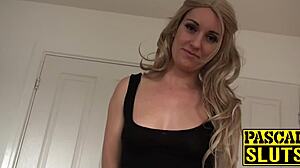 Stunning blonde Jasmine Lau plays solo with her small tits.
