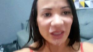 Latina Milf Gags on Monster Cock Swallows Cum Licks Pussy