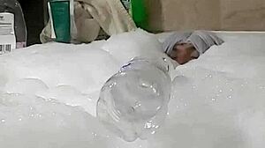 cyno relaxes in steamy solo bubble bath