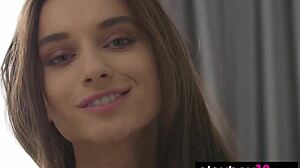petite ukrainian gloria sol strips to show trimmed pussy