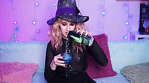 sexy college teen witch rides huge dildo anal solo hairy orgasm tattooed