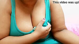 desi sexy aunty's huge boobs bounce in steamy indian mother-in-law tease