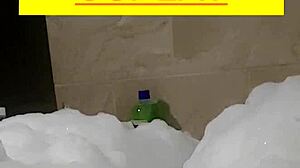 cyno relaxes in steamy solo bubble bath