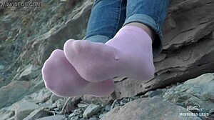 Beautiful Socks Feet Compilation Outdoors