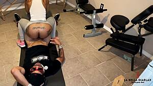 Labelladx Og Jim Bones Interrupts Labella's Workout for Ebony Anal Ride