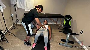 Labelladx Og Jim Bones Interrupts Labella's Workout for Ebony Anal Ride