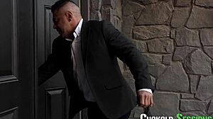 husband walks in on blonde hotwife deepthroated fucked doggystyle hard!