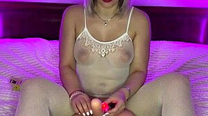 Blonde Mature's Stockings Handjob with Erection Ring