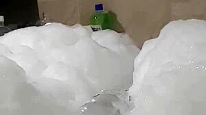 cyno relaxes in steamy solo bubble bath