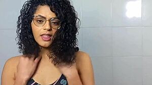 sultry latina babysitter in lingerie flashes huge natural tits and fat brazilian ass teasing