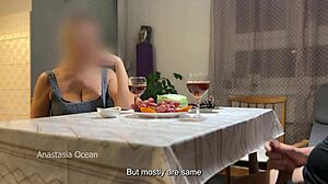 honey, i'm jerking off right under the table while you chat with stepmom...