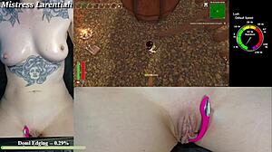 twitch egirl rips clothes for oiled monster toy in dripping goth shaved pussy
