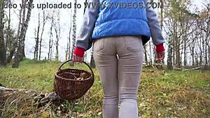 sexy milf struts tight jeans through forest teasing huge ass fetish