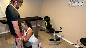 Labelladx Og Jim Bones Interrupts Labella's Workout for Ebony Anal Ride