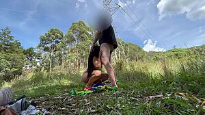 real risky outdoor sex with cute college girl