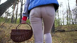 sexy milf struts tight jeans through forest teasing huge ass fetish