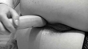 stockings milf hairy pussy anal banana penetration floor masturbation orgasm