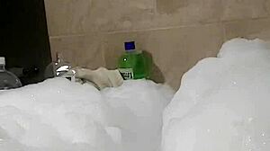 cyno relaxes in steamy solo bubble bath