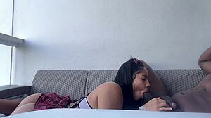 Cute student nysdel sucks teacher's balls in excellent amateur blowjob