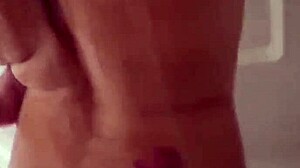 cumming on her big tits and shower blowjob after titty fuck