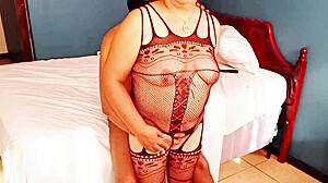 Neighbor milf shows big butt in lingerie