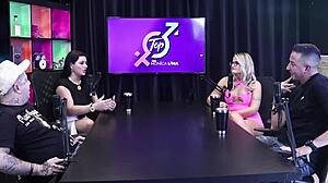 Monica lima parte 2 - uma explosao de sensualidade no topcast a entrevista pegou fogo e essas duas gostosas fizeram uma brincadeira bem gostosa