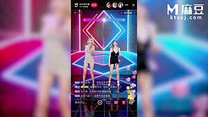 Modelmedia asia streamer does striptease and threesome on live