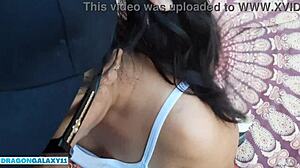 Public outdoor sex ends with cum in latina college pussy