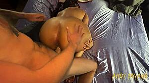 Passionate interracial amateur couple has intense sex