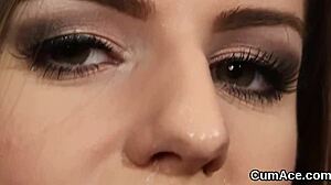 Unusual bombshell gets cumshot on her face swallowing all the semen
