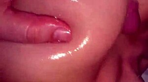 cumming on her big tits and shower blowjob after titty fuck