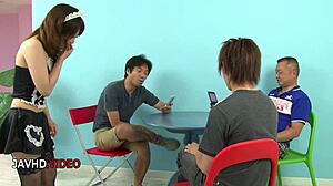 group sex leaves japanese maid with very messy passionate aftermath