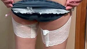 Walking with anal plug then cosplay fun