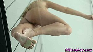 blondes toes cum covered after hot footjob session