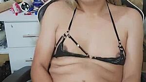 trans girl strokes her hard cock during solo play