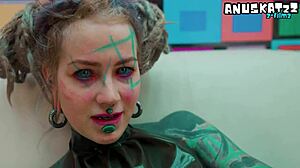 Gothic lesbian latex fist play leads to squirting and gapes