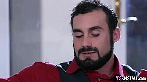 skinny shemale anal fucked by her stepsons hard cock