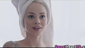 bathing lesbian teen babe enjoys orgasm