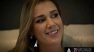 blonde in lingerie tries anal during work break