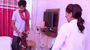Beautiful desi bhabhi threesome with servant