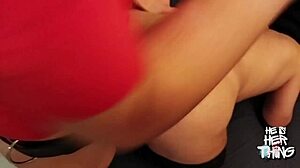 Mistress fucks her slave with a strapon in his fuckhole