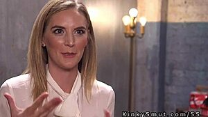 blonde in pantyhose explores intense threesome bondage session