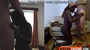 black milf sucks white dick in casting