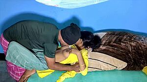 Hot couple tries double anal in cabin