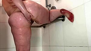 curvy bea york bathes and masturbates in shower