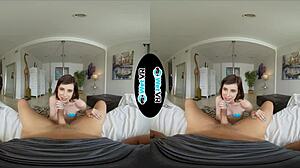 first time vr scene with excited pole dancer