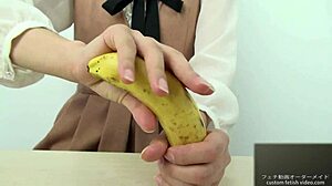 hand crush fetish girl crushes banana